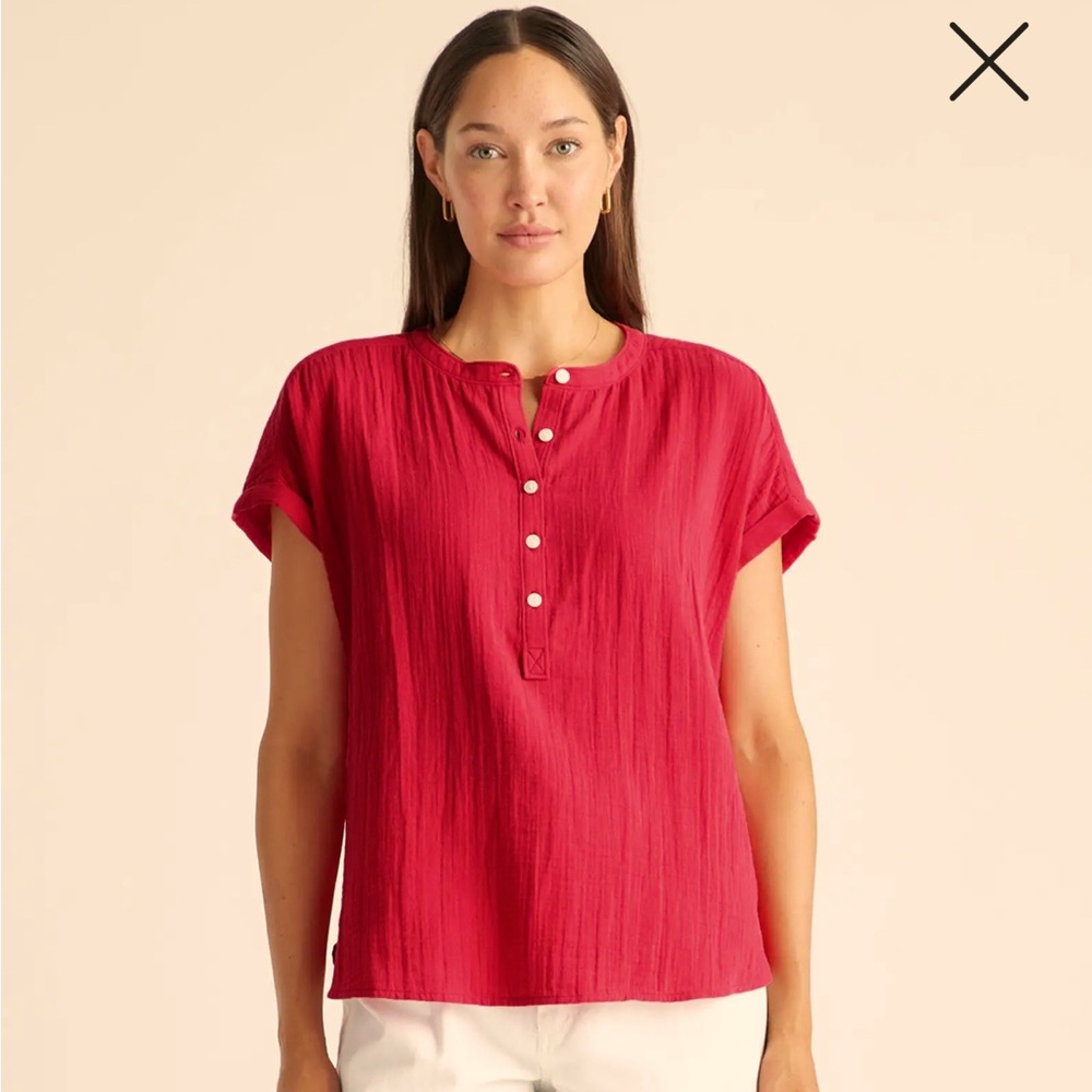 Quince 100% organic cotton gauze roll sleeve shirt
